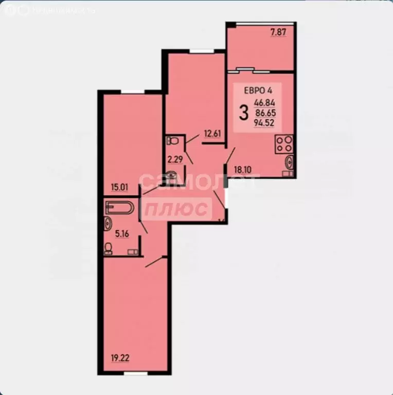 3-комнатная квартира: Липецк, Студёновская улица, 23Б (94.52 м) - Фото 1
