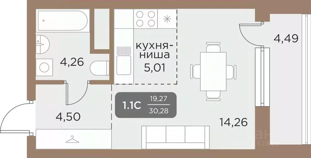 Студия Свердловская область, Екатеринбург Академический мкр, 22-й ... - Фото 0