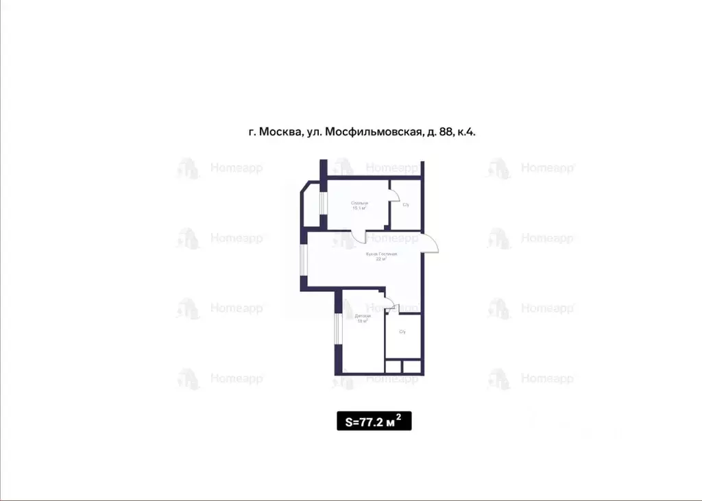 2-к кв. Москва Мосфильмовская ул., 88к4 (77.2 м) - Фото 1