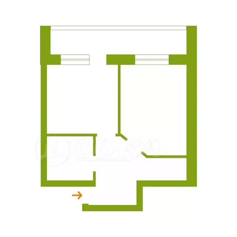 1-комнатная квартира: Тюмень, Станционная улица, 24к1 (34 м) - Фото 1
