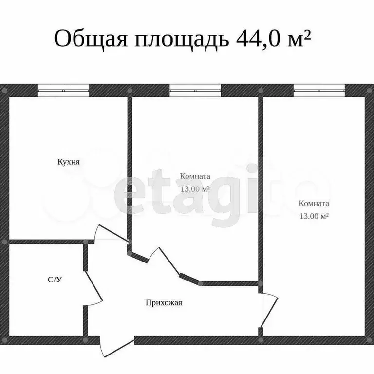 2-к. квартира, 43,1 м, 5/5 эт. - Фото 0