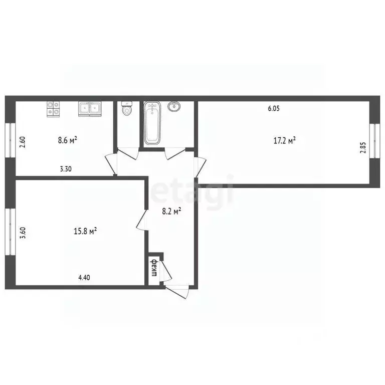 2-к кв. Ямало-Ненецкий АО, Ноябрьск Транспортная ул., 18 (54.0 м) - Фото 2