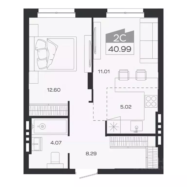 2-к кв. Новосибирская область, Новосибирский район, Краснообск рп ... - Фото 1