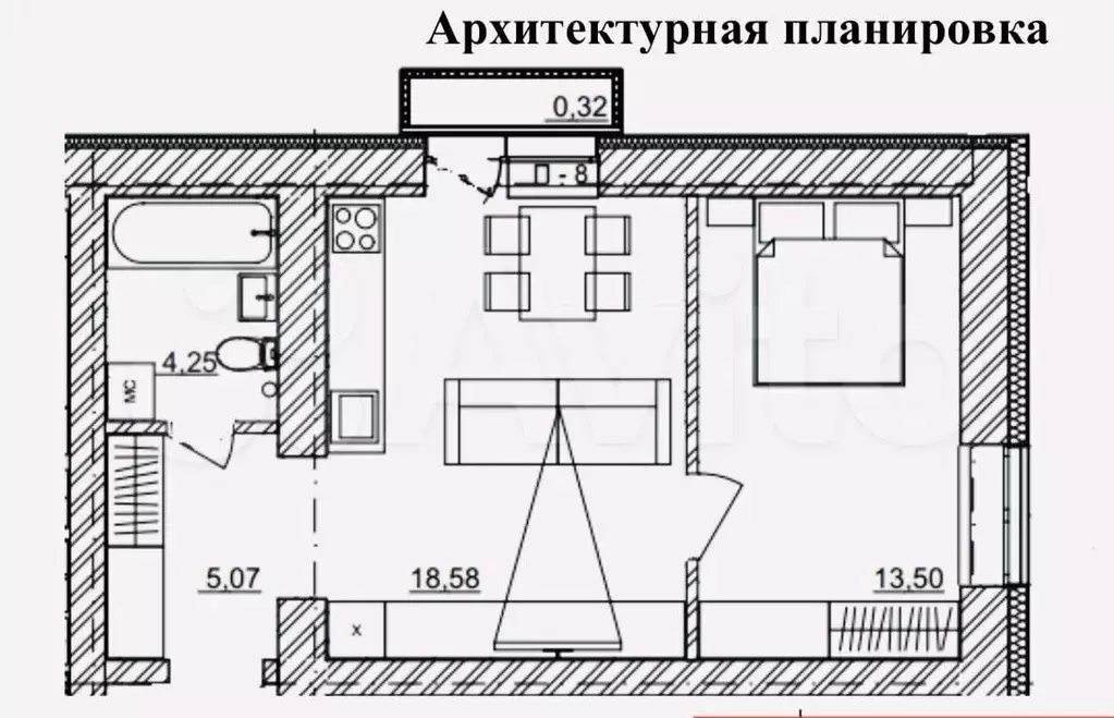 1-к. квартира, 40,7 м, 3/18 эт. - Фото 0