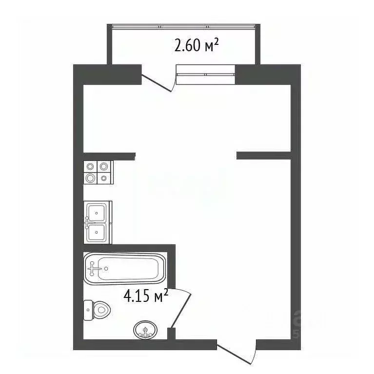 Студия Самарская область, Самара Владимирская ул., 33 (28.0 м) - Фото 2