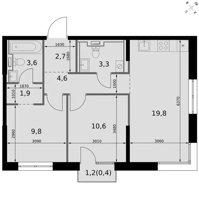 2-комнатная квартира: Казань, Даурская улица, 2А (56.3 м) - Фото 1