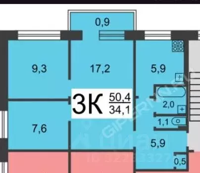 3-к кв. Нижегородская область, Нижний Новгород просп. ... - Фото 2