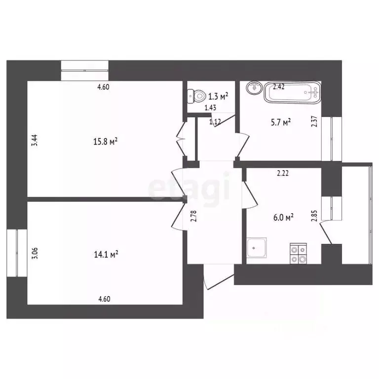 2-к кв. Нижегородская область, Нижний Новгород Соцгород жилрайон, ... - Фото 2