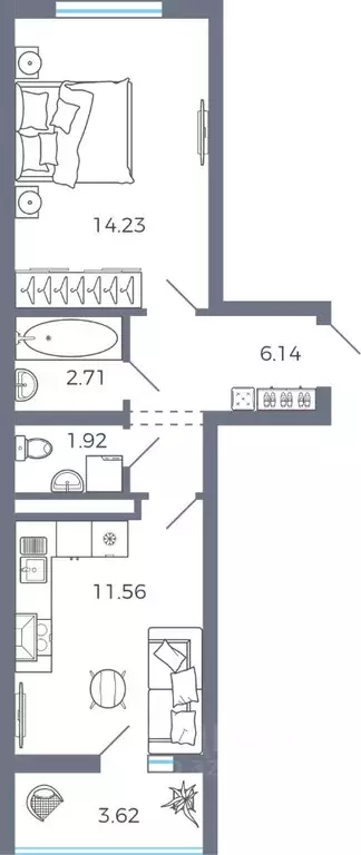1-к кв. Самарская область, Волжский район, Лопатино с/пос, пос. ... - Фото 1