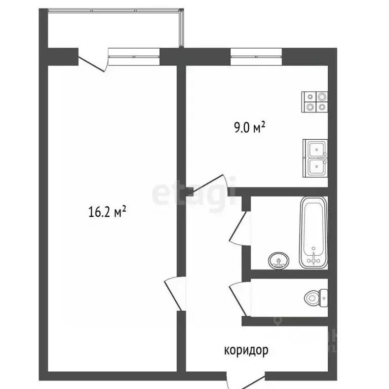 1-к кв. Самарская область, Самара Ново-Вокзальная ул., 279 (28.0 м) - Фото 1