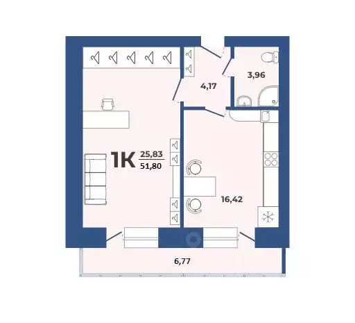 1-к кв. Алтайский край, Барнаул Партизанская ул., 21А (51.8 м) - Фото 1