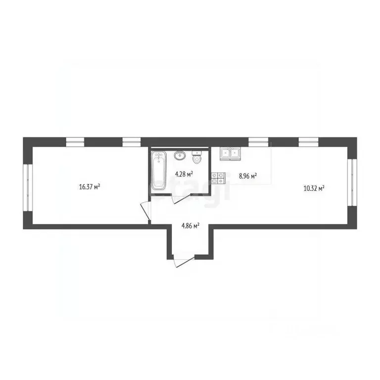1-к кв. Тюменская область, Тюмень ул. Юрия Рогачева, 11к2 (44.79 м) - Фото 0