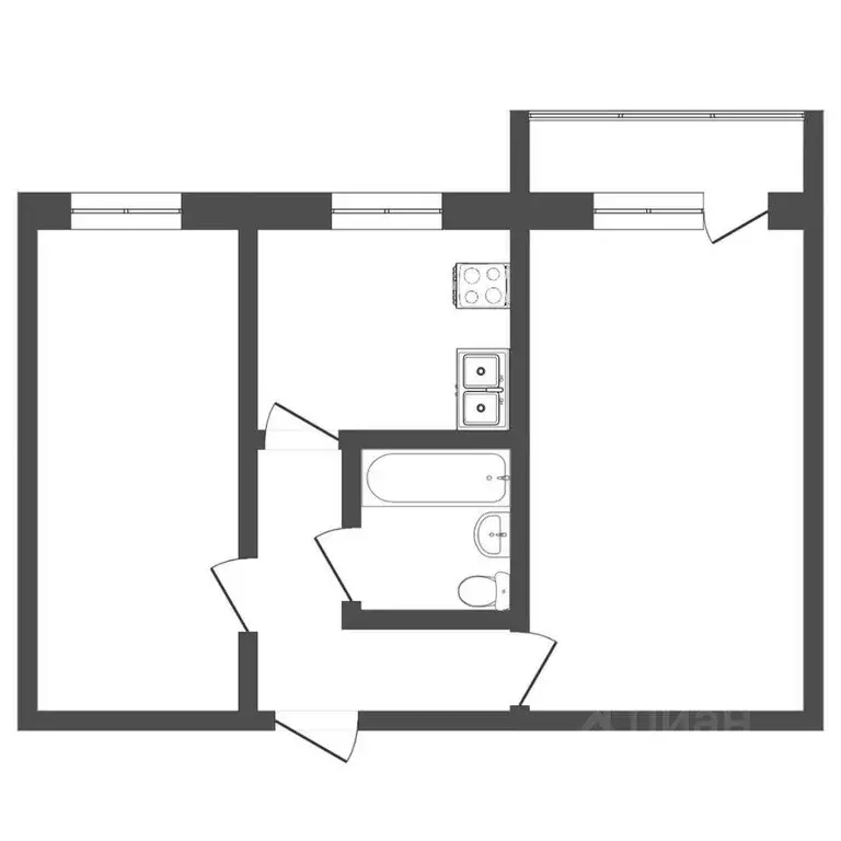 2-к кв. Кемеровская область, Новокузнецк ул. Лазо, 28 (44.5 м) - Фото 1