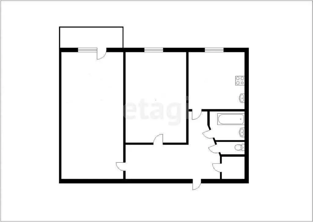 2-комнатная квартира: Киселёвск, Утренняя улица, 6 (44 м) - Фото 0