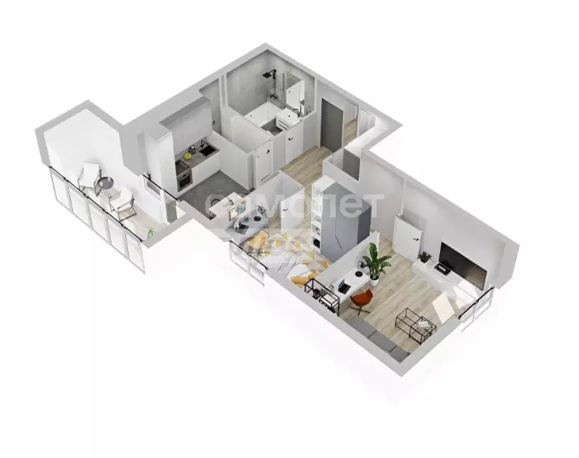2-комнатная квартира: Чита, Нерчинско-Заводская улица, 8 (48.8 м) - Фото 2