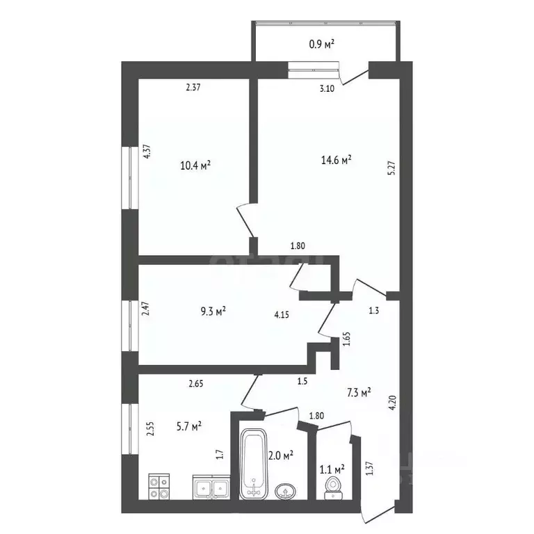 3-к кв. Башкортостан, Стерлитамак ул. Ибрагимова, 18 (50.9 м) - Фото 1