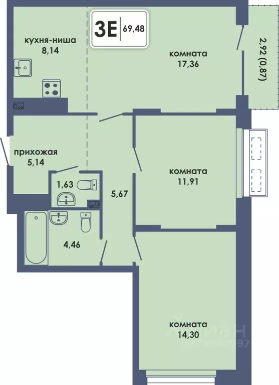 3-к кв. Пермский край, Пермь Камская Долина мкр, Аксиома жилой ... - Фото 0
