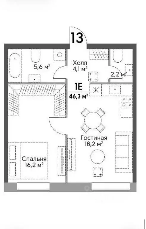 2-комнатная квартира: Москва, Мосфильмовская улица, 100 (46.3 м) - Фото 1