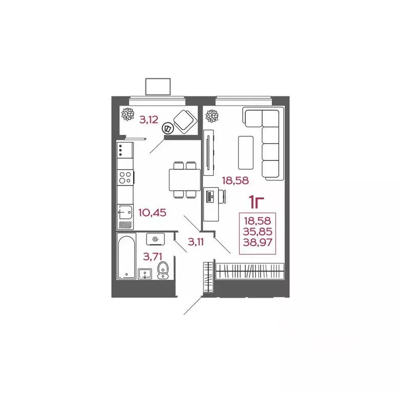 1-к кв. Пензенская область, Пенза ул. Баталина, 31 (38.97 м) - Фото 1