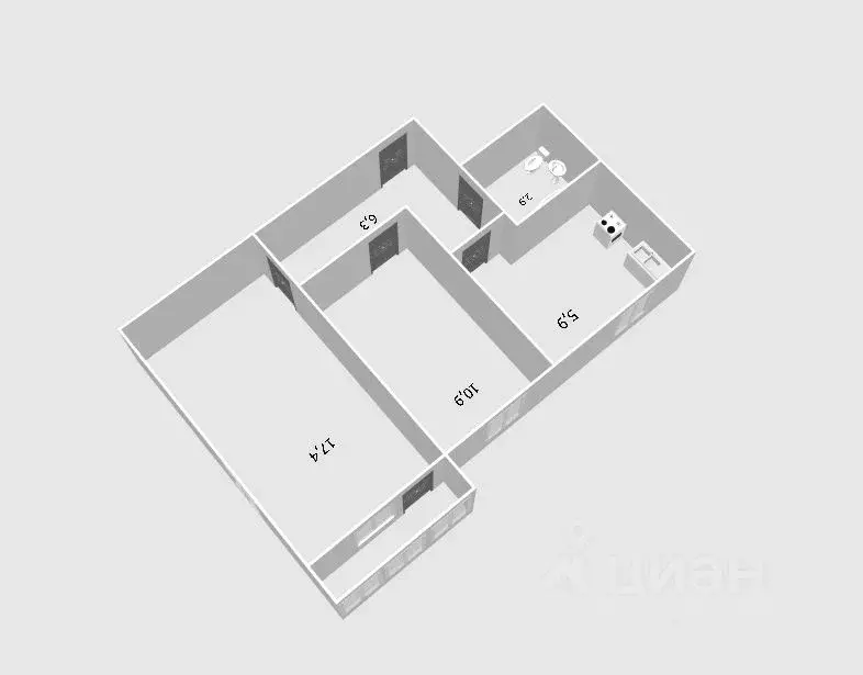 2-к кв. Башкортостан, Уфа ул. Достоевского, 152/1 (43.4 м) - Фото 2