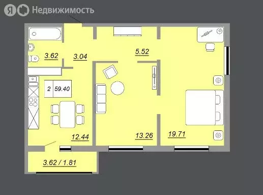 2-комнатная квартира: Оренбург, жилой комплекс Осенний Лист (60 м) - Фото 0