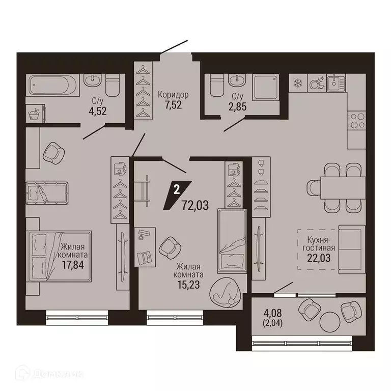 Продаётся 2-к квартира, 72 м - Фото 0
