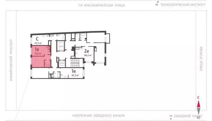 1-комнатная квартира: Санкт-Петербург, улица Егорова, 23БВ (31.9 м) - Фото 1