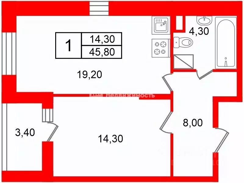 1-к кв. Санкт-Петербург ул. Среднерогатская, 16к6 (45.8 м) - Фото 2