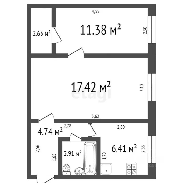 2-к кв. Ульяновская область, Ульяновск ул. Терешковой, 2 (44.7 м) - Фото 2