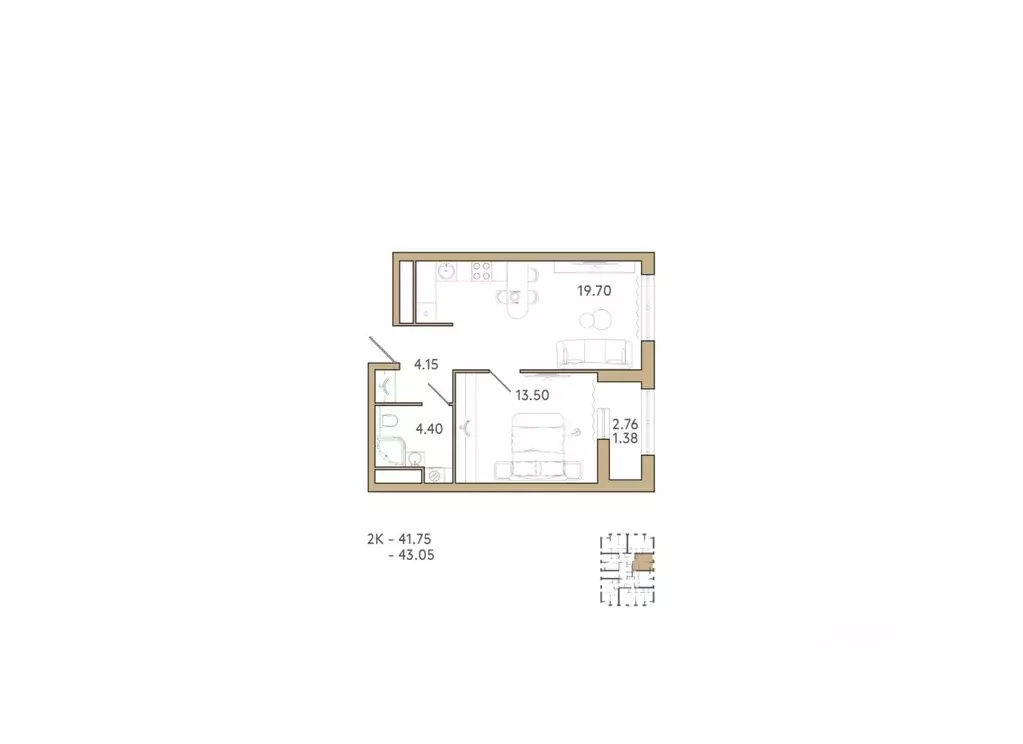 1-к кв. Пензенская область, Пенза Академия жилой комплекс (43.05 м) - Фото 1