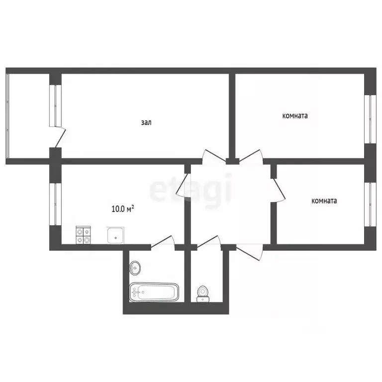 3-к кв. Тюменская область, с. Омутинское ул. 1-й Микрорайон, 17 (70.5 ... - Фото 2