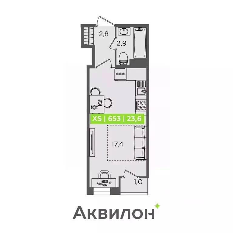 Студия Санкт-Петербург Планерная ул., 87к1 (23.6 м) - Фото 1