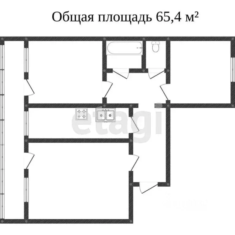 3-к кв. Саратовская область, с. Сторожевка пер. Садовый, 1 (65.4 м) - Фото 1