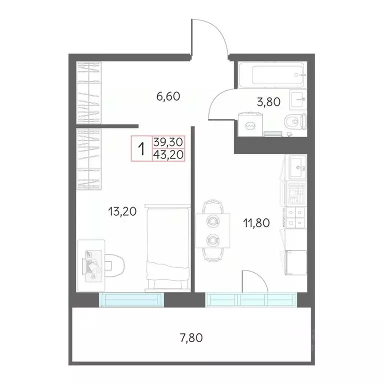 1-к кв. Тюменская область, Тобольск 7А мкр, 29 (43.2 м) - Фото 1