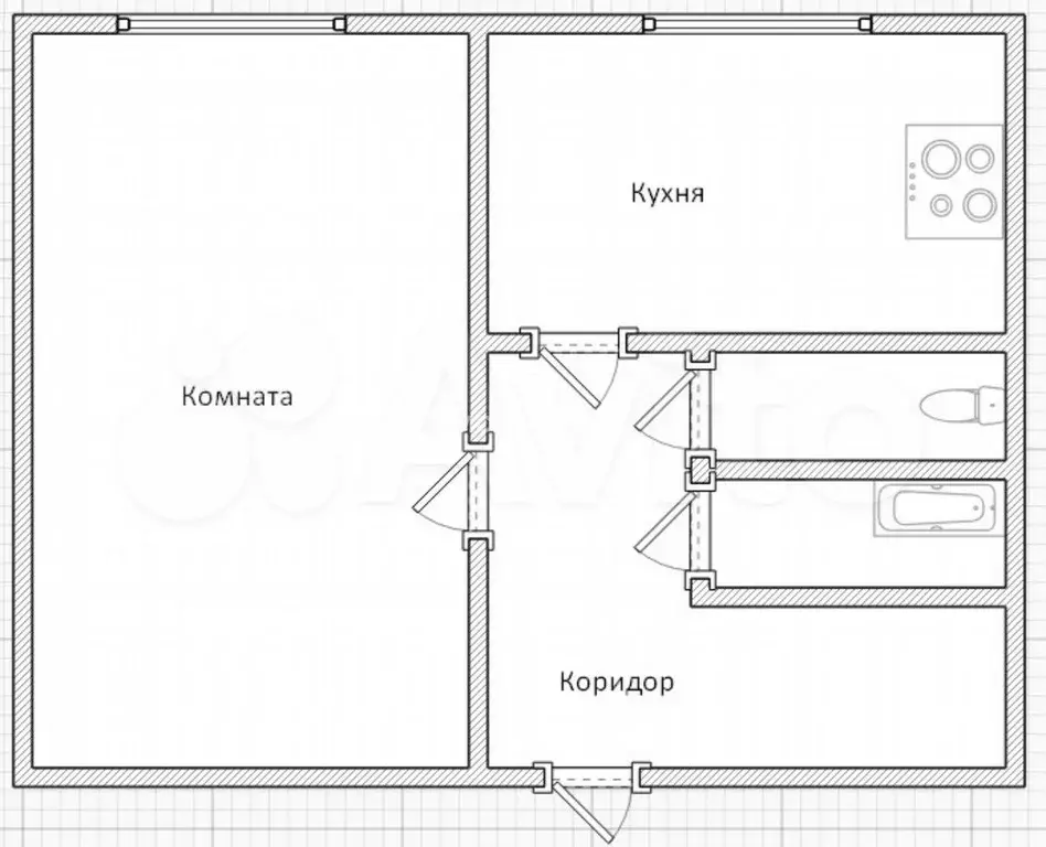 1-к. квартира, 34 м, 5/9 эт. - Фото 0