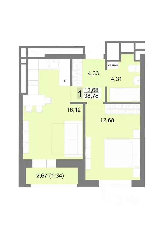 1-к кв. Свердловская область, Екатеринбург ул. Тенистая, 8с5 (38.78 м) - Фото 0