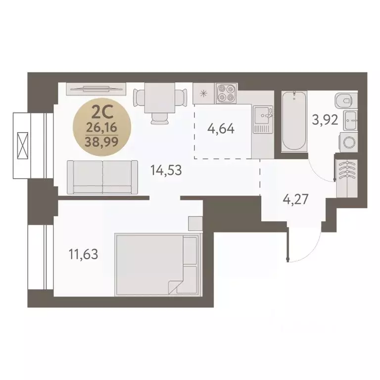 2-к кв. Новосибирская область, Новосибирск Урбан Пикс жилой комплекс ... - Фото 1