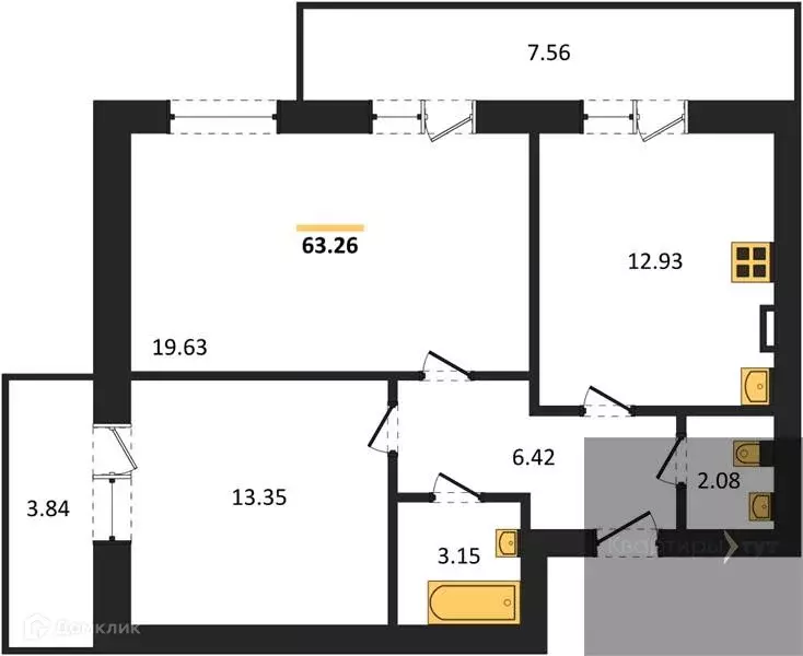 Продаётся 2-к квартира, 63.26 м - Фото 0