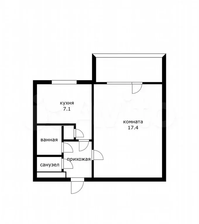 1-к. квартира, 31,1 м, 1/9 эт. - Фото 0