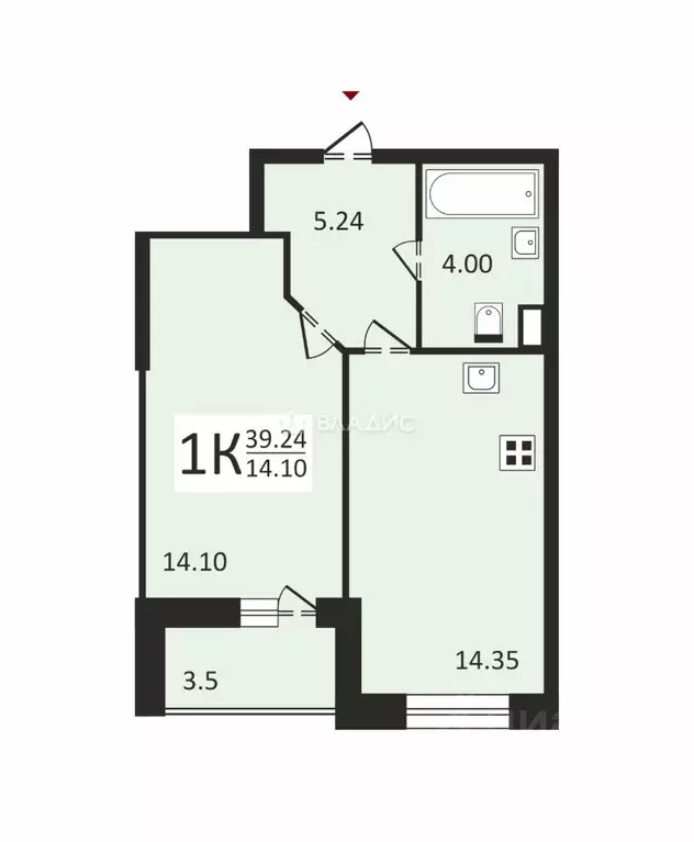 1-к кв. Санкт-Петербург бул. Вилькицкий, 6 (40.0 м) - Фото 1