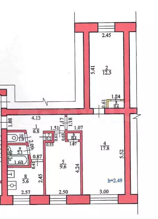 3-к. квартира, 56,6 м, 1/5 эт. - Фото 0