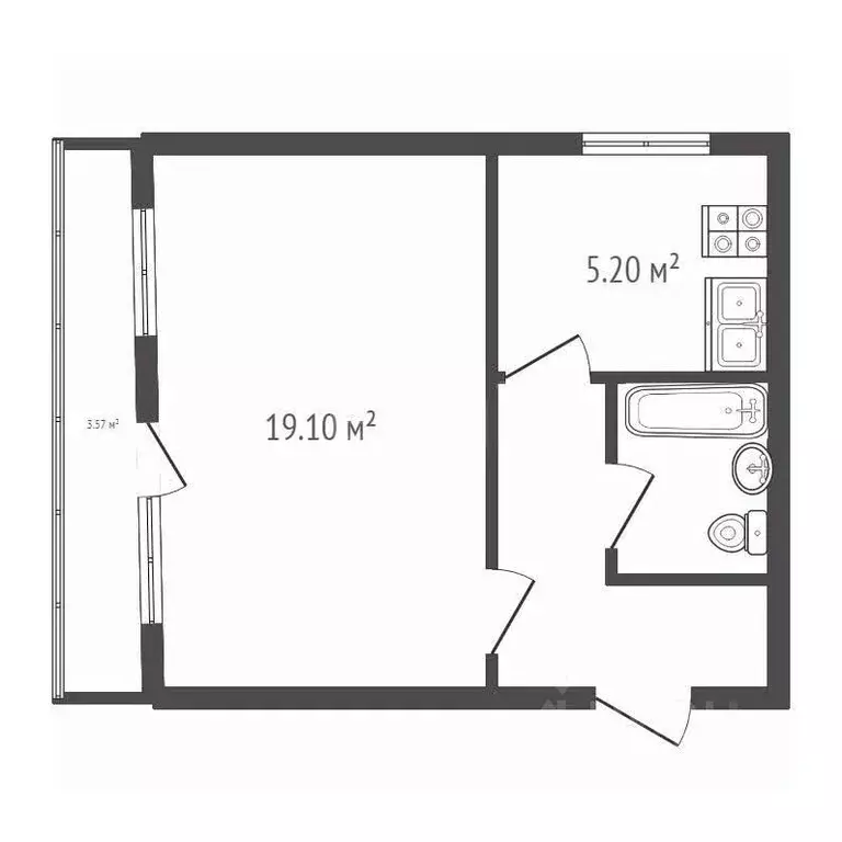 1-к кв. Челябинская область, Озерск Набережная ул., 25 (33.4 м) - Фото 1