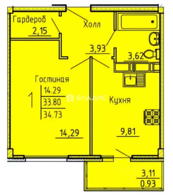 1-к кв. Пензенская область, Пенза ул. Генерала Глазунова, 6 (34.0 м) - Фото 2