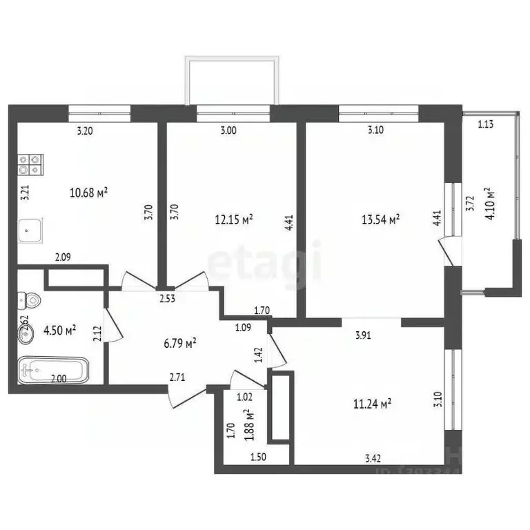 3-к кв. Тюменская область, Тюмень ул. Фармана Салманова, 23 (62.8 м) - Фото 2
