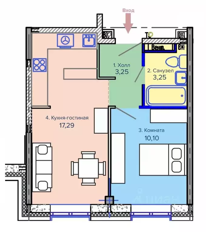 1-к кв. Пермский край, Березники  (33.89 м) - Фото 1