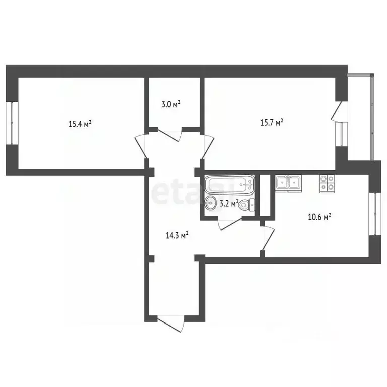 2-к кв. Москва ул. Генерала Донскова, 29к2 (62.4 м) - Фото 2