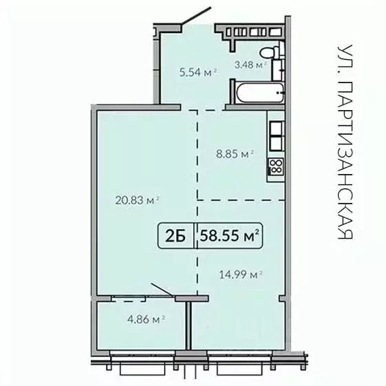 2-к кв. Иркутская область, Иркутск Байкальская ул., 89 (58.55 м) - Фото 0