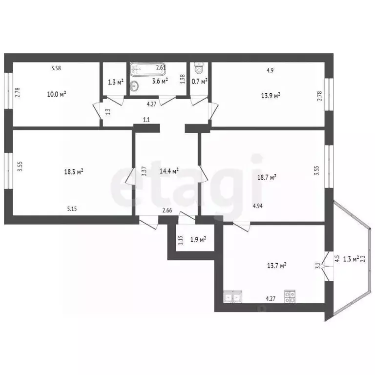 4-к кв. Башкортостан, Стерлитамак Социалистическая ул., 9 (96.5 м) - Фото 2