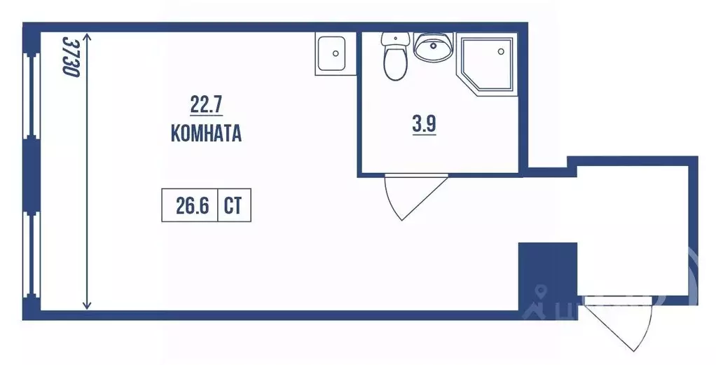 Студия Санкт-Петербург Приморский просп., 6 (26.6 м) - Фото 1