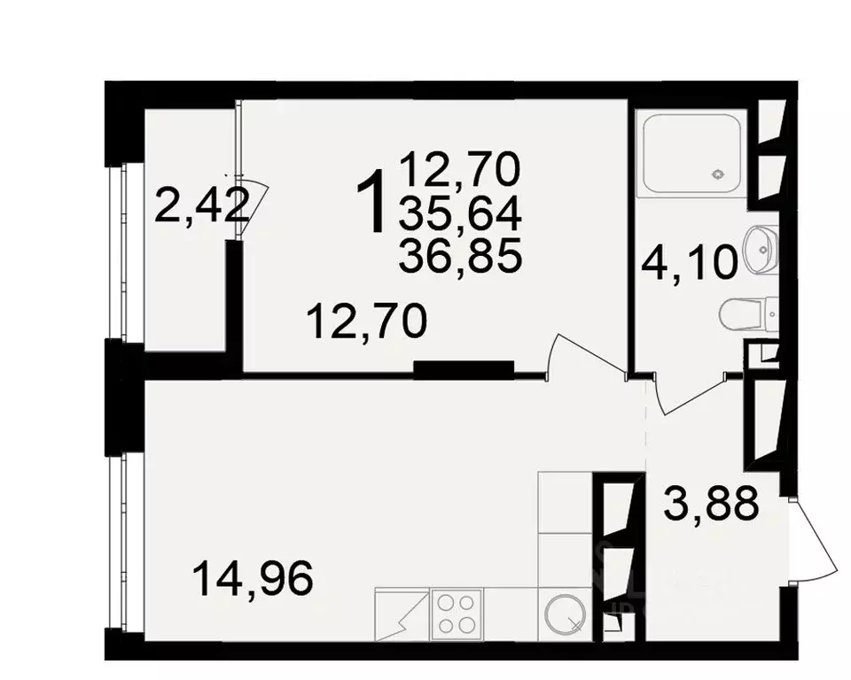 1-к кв. Рязанская область, Рязань ул. Чкалова (35.64 м) - Фото 1